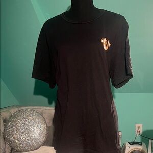 True Religion Black Tee with Orange Logo
